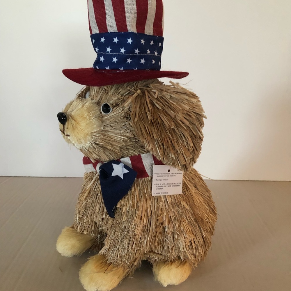 AMERICANA DOG DECOR Straw Fabric Dog 7 X 12 1/2 New - Picture 3 of 7